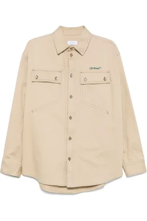 OFF-WHITE Jakke, Herre, , L, Skjorte med Knappelukning og Logo Broderi