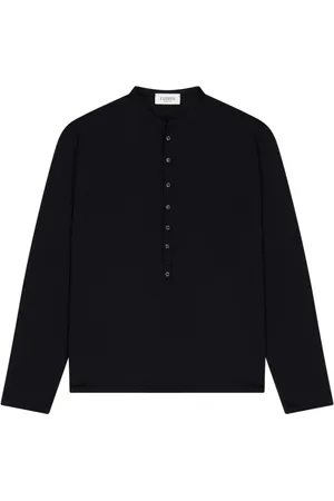 LANEUS Top, Herre, Sort, M, Sort langærmet T-shirt med lige kant