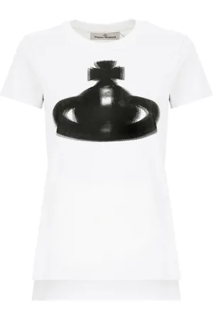 Vivienne Westwood Top, Dame, Hvid, XS, Bomuld, Hvid Bomulds T-shirt med Orb Print