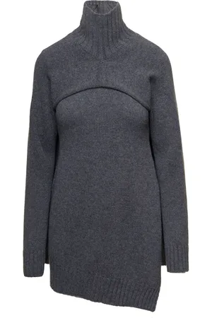 Jil Sander Strik, Dame, Grå, M, Uld, Hyggeligt gråt sweater sæt med moderne touch