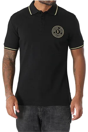 VERSACE Top, Herre, Sort, L, Bomuld, Sort kortærmet poloshirt