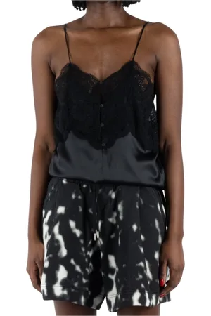 DRIES VAN NOTEN Top, Dame, Sort, M, Sort Silkebluse