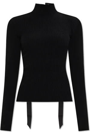 Balenciaga Bluser & Skjorter, Dame, Sort, S, Uld, Top med dekorativt båndvævning