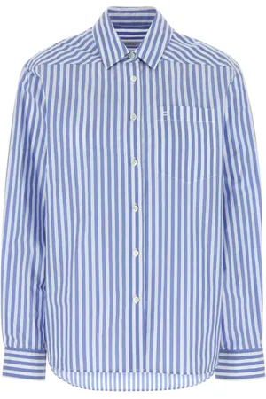 Serafini Bluser & Skjorter, Dame, Blå, S, Broderet Poplin Skjorte til Mænd