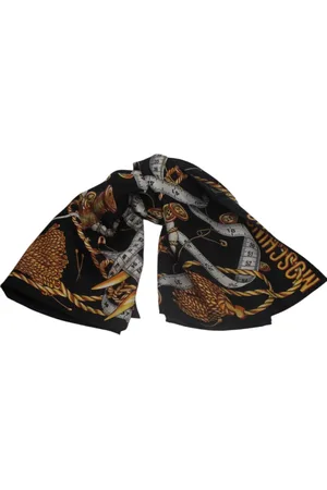 Moschino Tilbehør, Dame, Sort, ONE SIZE, Silketørklæde med mønsterprint