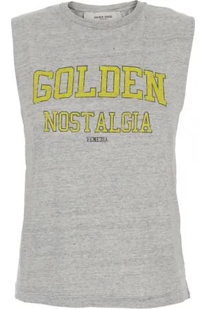 Golden Goose Top, Dame, Grå, S, Bomuld, Elegant Logo Lettering Print Grå Top