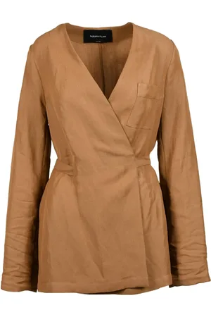 Fabiana Filippi Kjole, Dame, Brun, S, Wrap Jacket med Sløjfelukning