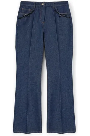 Motivi Jeans, Dame, Blå, XS, Bomuld, Flare jeans med broderede sten