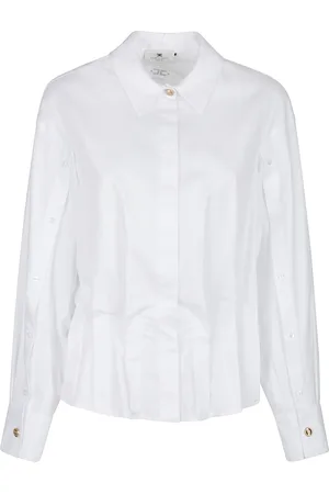 Elisabetta Franchi Bluser & Skjorter, Dame, Hvid, M, Uld, Stilfuld langærmet skjorte
