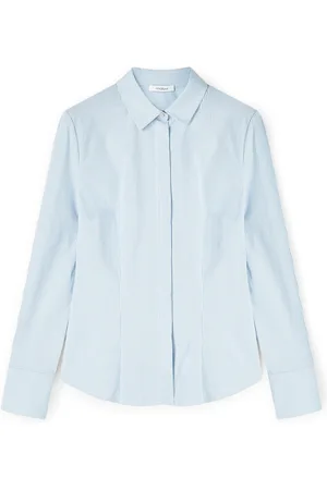 Motivi Bluser & Skjorter, Dame, Blå, L, Bomuld, Skjortebluse i stribet poplin