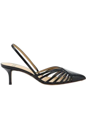 Francesco Russo Sko, Dame, Sort, 41 EU, Læder, Læderpumps Slingback Stiletto Hæle