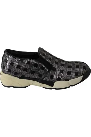 Pinko Sko, Dame, Flerfarvet, 39 EU, Læder, Sølv Sort Læder Slip-On Sneakers