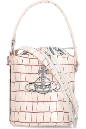 Vivienne Westwood Taske, Dame, Lyserød, ONE SIZE, Læder, Rosa læder spand taske med Croc mønster