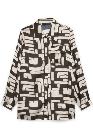 Fiorella rubino Bluser & Skjorter, Dame, Sort, 4XL, Polyester, Skjorte med sort-hvidt tryk
