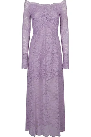 Paco rabanne Kjole, Dame, Lilla, XS, Elegant Langærmet Maxi Kjole