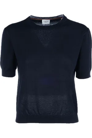 CRUNA Strik, Dame, Blå, XL, Uld, Stilfuld Crew Neck Sweater