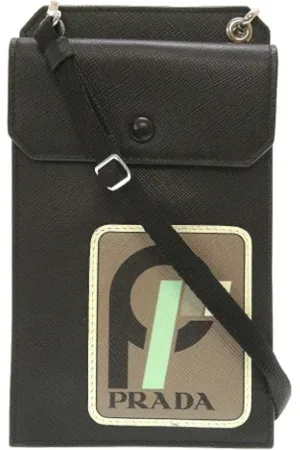 Prada Pre-owned, unisex, Sort, ONE SIZE, Tyl, Pre-owned Laeder prada-tasker