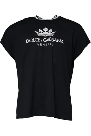 Dolce & Gabbana Top, Herre, Blå, S, Bomuld, Mørkeblå Logo Crown Bomuld T-shirt