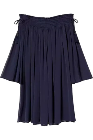 Twin-Set Kjole, Dame, Sort, S, Uld, Kort Krøllet Crepe Kjole med Off-Shoulder