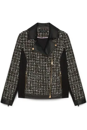 Fiorella rubino Jakke, Dame, Sort, 2XL, Tweed, Bikerjakke i tweed