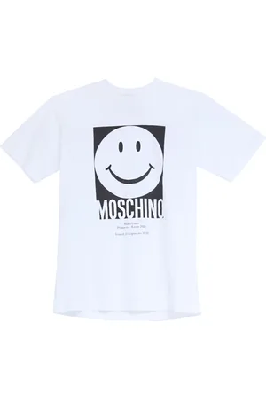 Moschino Top, Herre, Hvid, L, Bomuld, Smiley® Grafisk Print Hvid Bomuld T-shirt