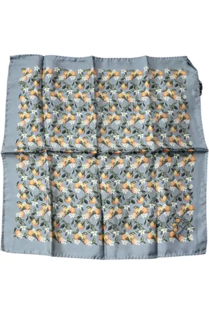 Dolce & Gabbana Tilbehør, unisex, Grå, ONE SIZE, Grå Orange Silke Firkantet Lommetørklæde Tørklæde