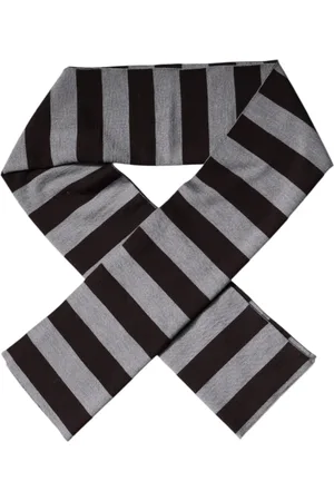 Dolce & Gabbana Tilbehør, unisex, Sort, ONE SIZE, Uld, Stribet Uld Hals Wrap Tørklæde
