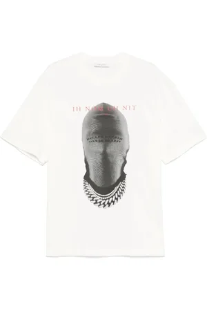 Ih Nom Uh Nit Top, Herre, Hvid, XL, Bomuld, Hvid Floral Mask Crew Neck T-shirt