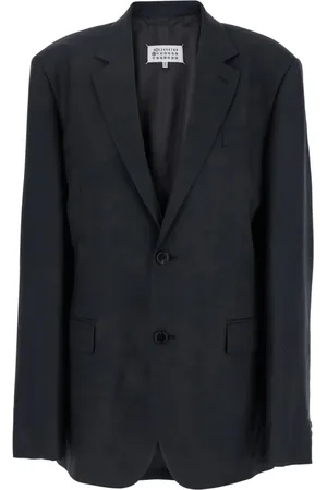Maison Margiela Jakke, Dame, Sort, XS, Uld, Sort klassisk jakke med logo syning