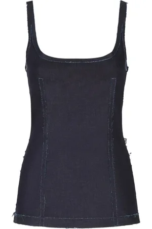 Marni Top, Dame, Blå, S, Ocean Square Neck Sleeveless Top