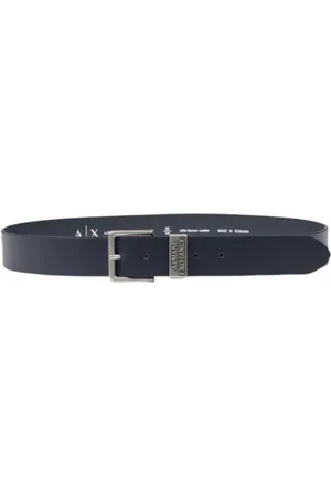 Armani Exchange Tilbehør, Herre, Blå, 95 CM, Læder, Blåt Læderbælte med Sløjfedetaljer