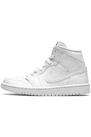 Jordan Sko, unisex, Hvid, 37 1/2 EU, Uld, Hvide Slangehud Dame Mid Sneakers