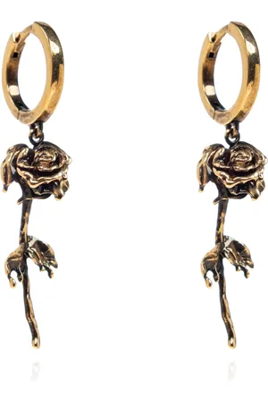 Alexander McQueen Tilbehør, Dame, Gul, ONE SIZE, Tyl, Øreringe med logo