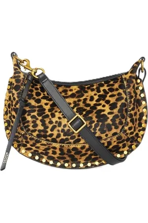 Isabel Marant Taske, Dame, Gul, ONE SIZE, Uld, Leopard Print Skuldertaske med Justerbar Strop