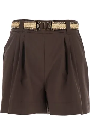 Twin-Set Shorts, Dame, Brun, M, Bomuld, Brun bomuldspoplin shorts med taljebælte