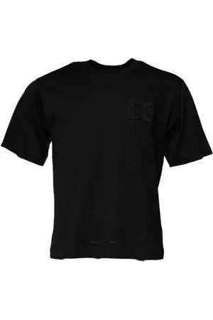 Dolce & Gabbana Top, Herre, Sort, XS, Bomuld, Sort Logo Bomuld Crew Neck T-shirt