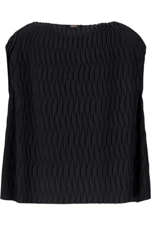 HERNO Top, Dame, Sort, M, Uld, Tank Top med Krøllet Effekt