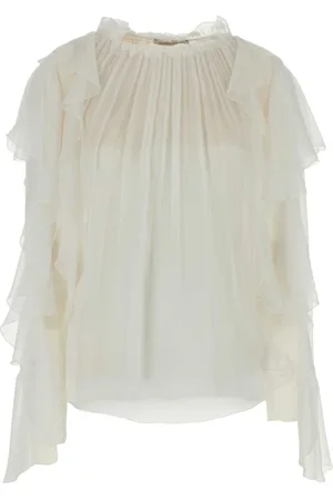 Alberta Ferretti Bluser & Skjorter, Dame, , S, Hvid Silkebluse Toppe
