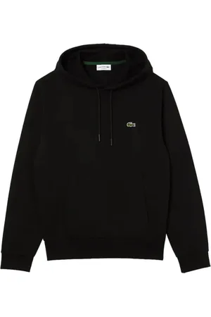 Lacoste Sweathshirts & Hoodies, Herre, Sort, 2XL, Uld, Sort Hættetrøje Stilfuld Afslappet Sporty