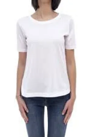 HERNO Top, Dame, Hvid, L, Bomuld, Hvid Rund Hals Kortærmet T-shirt