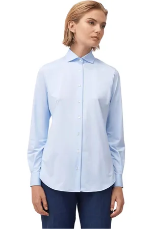 Xacus Bluser & Skjorter, Dame, Blå, XS, Bomuld, Afslappet Bomuldsblandings Skjorte