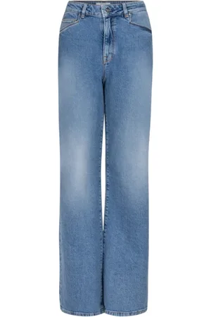 Dante 6 Jeans, Dame, Blå, S, Bomuld, Bella Vasket Blå Wide Leg Jeans