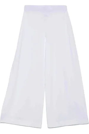 D.EXTERIOR Bukser, Dame, Hvid, L, Uld, Hvide Wide-Leg Bukser Elastisk Talje