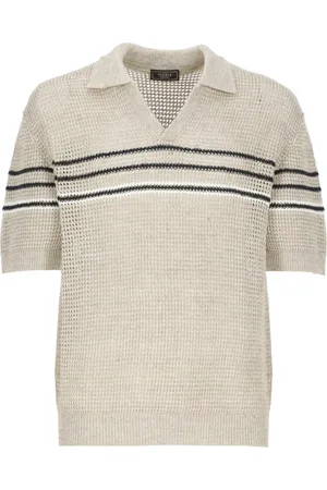 PESERICO SIGN Top, Herre, , S, Bomuld, Strikket Polo Shirt med V-Hals