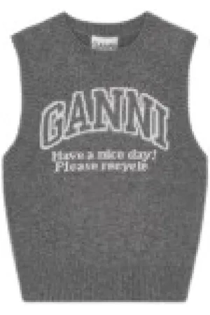 Ganni Top, Dame, Grå, S, Uld, Stilfuldt Strik til Moderne Looks