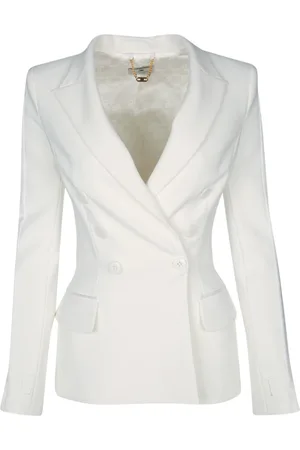 Elisabetta Franchi Jakke, Dame, Hvid, XS, Uld, Stilfulde Blazere og Veste Kollektion