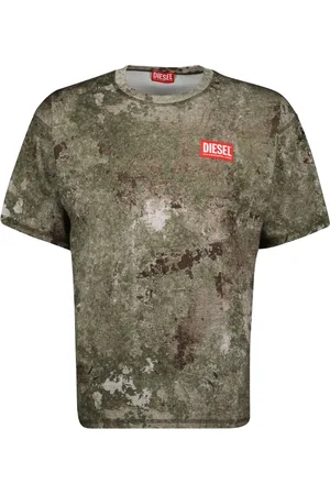 Diesel Top, Herre, Grøn, S, Bomuld, Grøn Trykt Oversized T-shirt