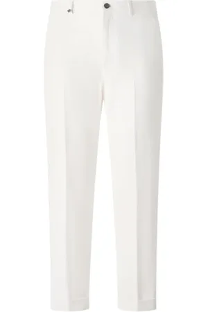 Roberto Cavalli Bukser, Herre, Hvid, XL, Bomuld, Bomuld Straight Leg Bukser med Metal Appliqué