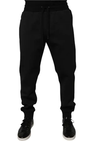 Dolce & Gabbana Bukser, Herre, Sort, S, Polyester, Sort Polyester Jogger Sweatpants