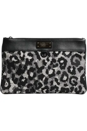 Dolce & Gabbana Taske, Dame, Sort, ONE SIZE, Bomuld, Leopard Jacquard Logo Plaque Mænd Pung